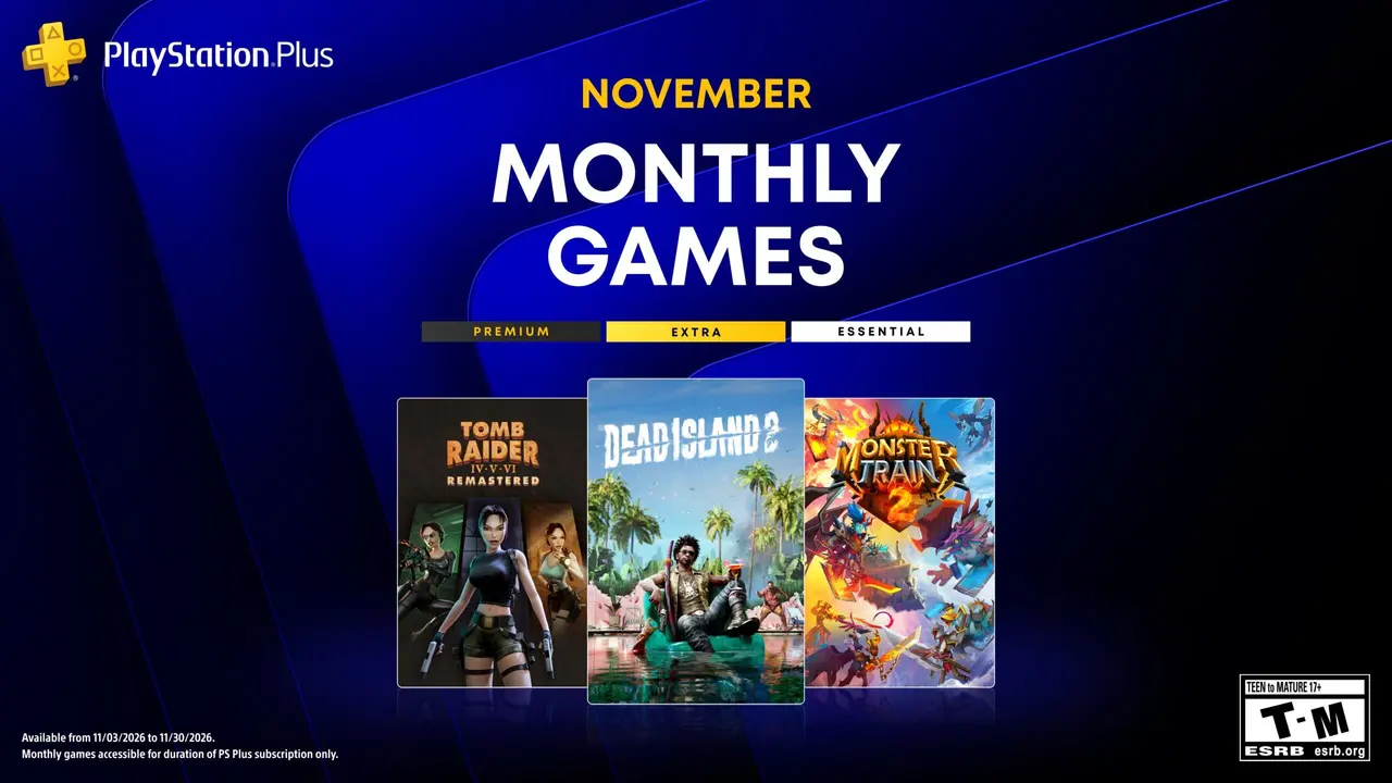 Official PlayStation Plus artwork for the November 2026 monthly games